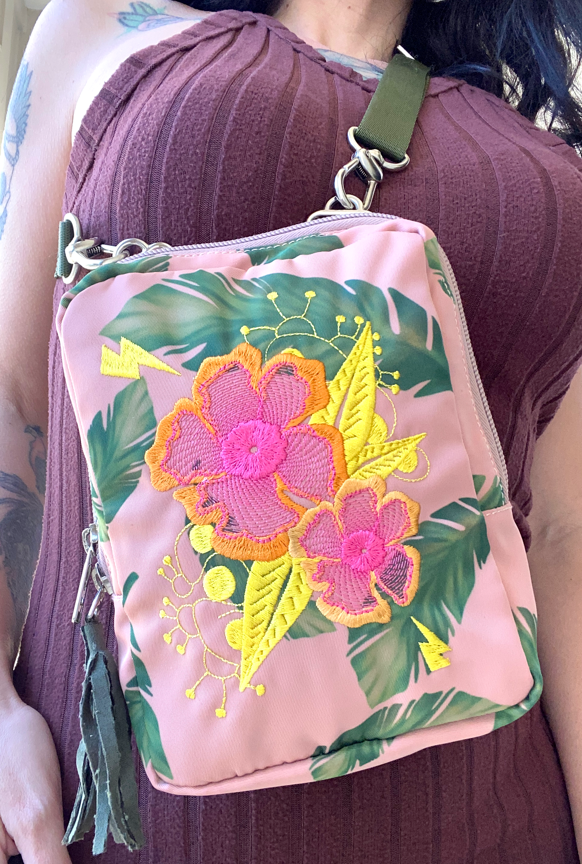 Mini Embroidered cross body sling bag